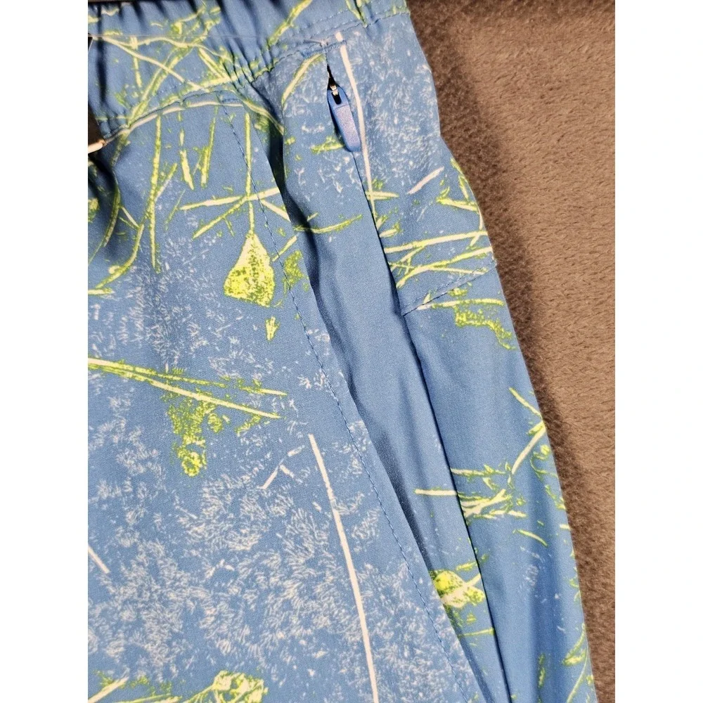 The North‎ Face Wander Short Men's 2XL Blue Green Print Elastic Waist Drawstring